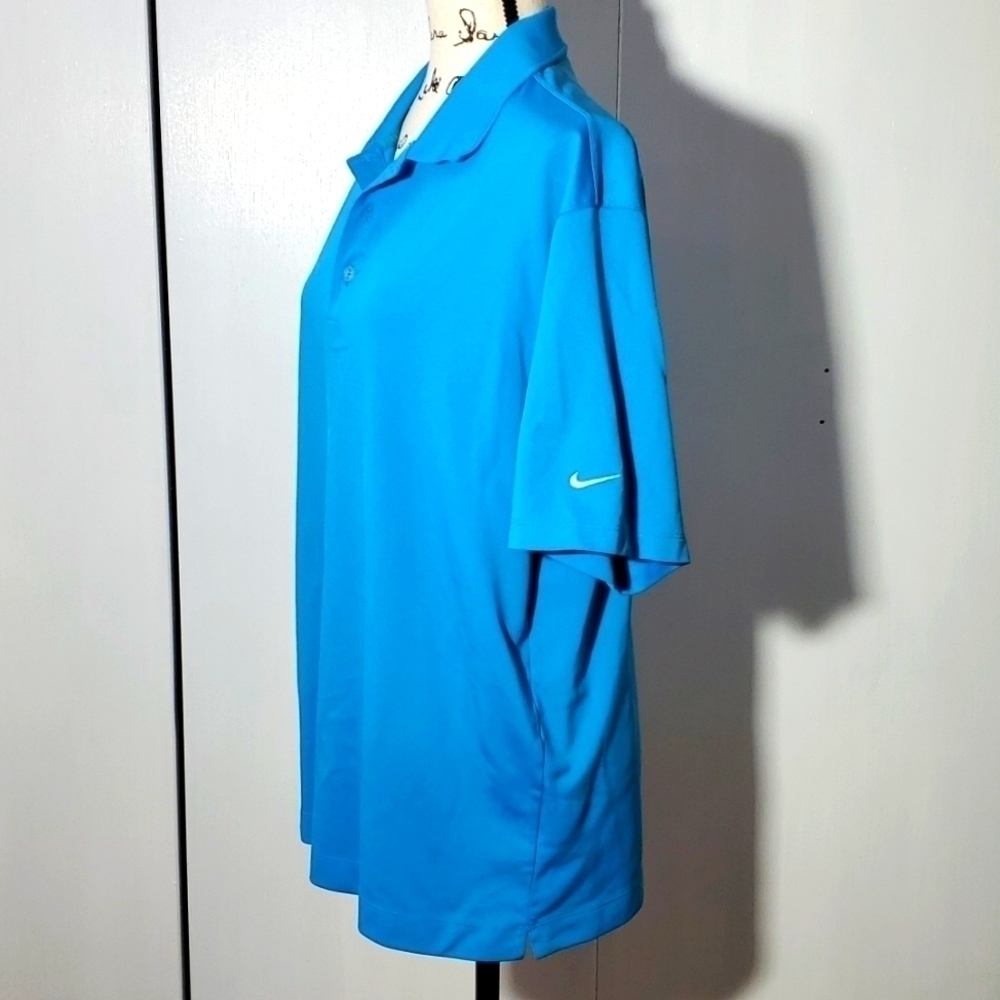 Nike| Mens Nike Golf Performance Polo Bright Blue w/ White Swoosh Preppy Sz.XL
